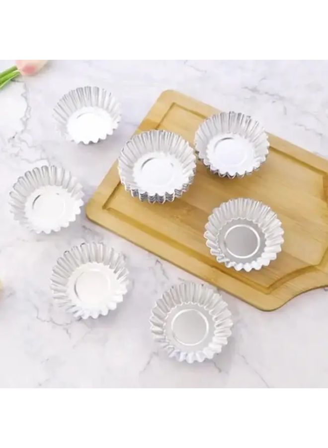 100Pcs Mini Egg Tart Mold Set Non Stick Aluminum Baking Pans Smooth Edges Perfect For Tarts Cupcakes Pudding Chocolate Desserts Ideal For Christmas Halloween Party Treats - Image 4