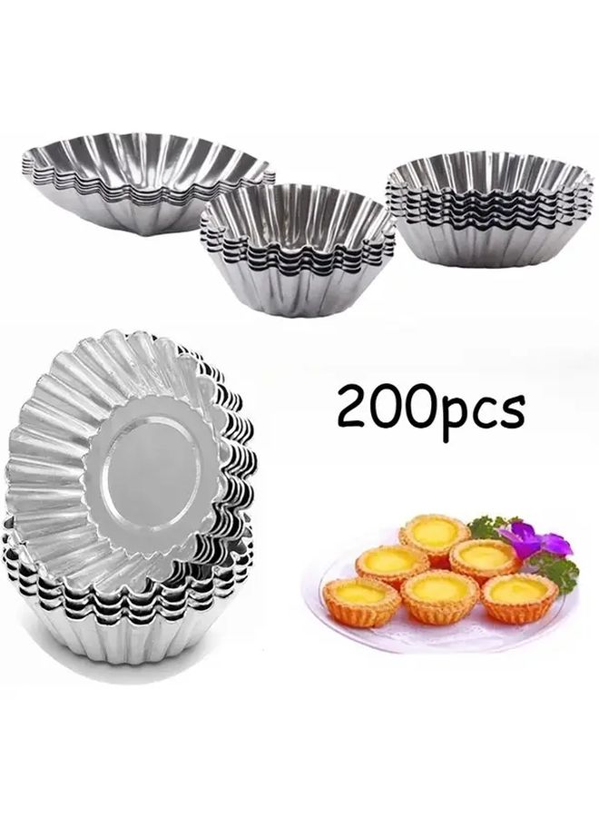 100Pcs Mini Egg Tart Mold Set Non Stick Aluminum Baking Pans Smooth Edges Perfect For Tarts Cupcakes Pudding Chocolate Desserts Ideal For Christmas Halloween Party Treats - Image 2