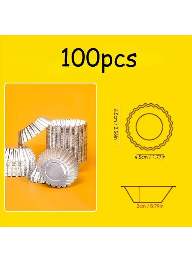 100Pcs Mini Egg Tart Mold Set Non Stick Aluminum Baking Pans Smooth Edges Perfect For Tarts Cupcakes Pudding Chocolate Desserts Ideal For Christmas Halloween Party Treats - Image 5