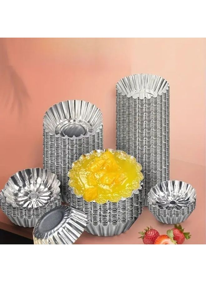 100Pcs Mini Egg Tart Mold Set Non Stick Aluminum Baking Pans Smooth Edges Perfect For Tarts Cupcakes Pudding Chocolate Desserts Ideal For Christmas Halloween Party Treats - Image 1