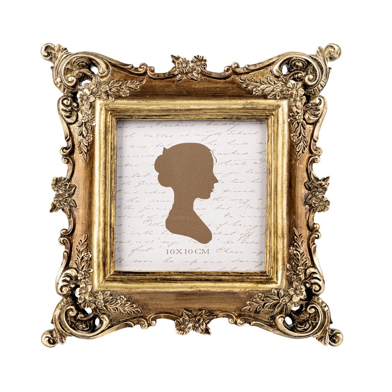 Sunlit Vintage Picture Frame 4x4 Inch  Luxury Antique Square Photo Frames with Glass Front  Photo Display  Tabletop Wall Hanging  Gift Ideas  Bronze Gold - Image 1