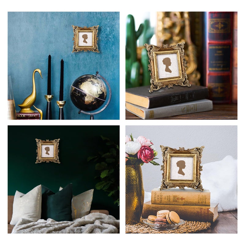 Sunlit Vintage Picture Frame 4x4 Inch  Luxury Antique Square Photo Frames with Glass Front  Photo Display  Tabletop Wall Hanging  Gift Ideas  Bronze Gold - Image 5