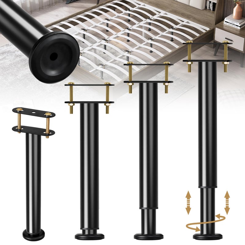 Laowu Set Of 4 Adjustable Bed Legs Replacement Upgrade Under Bed Support Leg With Wider Base Heavy Metal Bed Frame Center Support Legs For Platform Bed Height 7 To 126 Bed Legs For Adjustable Bed Base 
