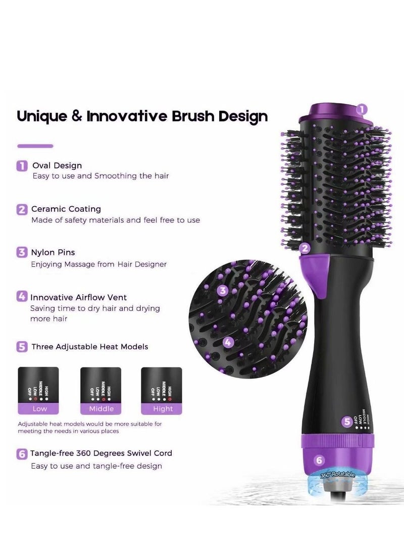 One Step One Step Hair Dryer Volumizer And Styler Ceramic Plates 3 Speed Option Black/Purple  - Image 2