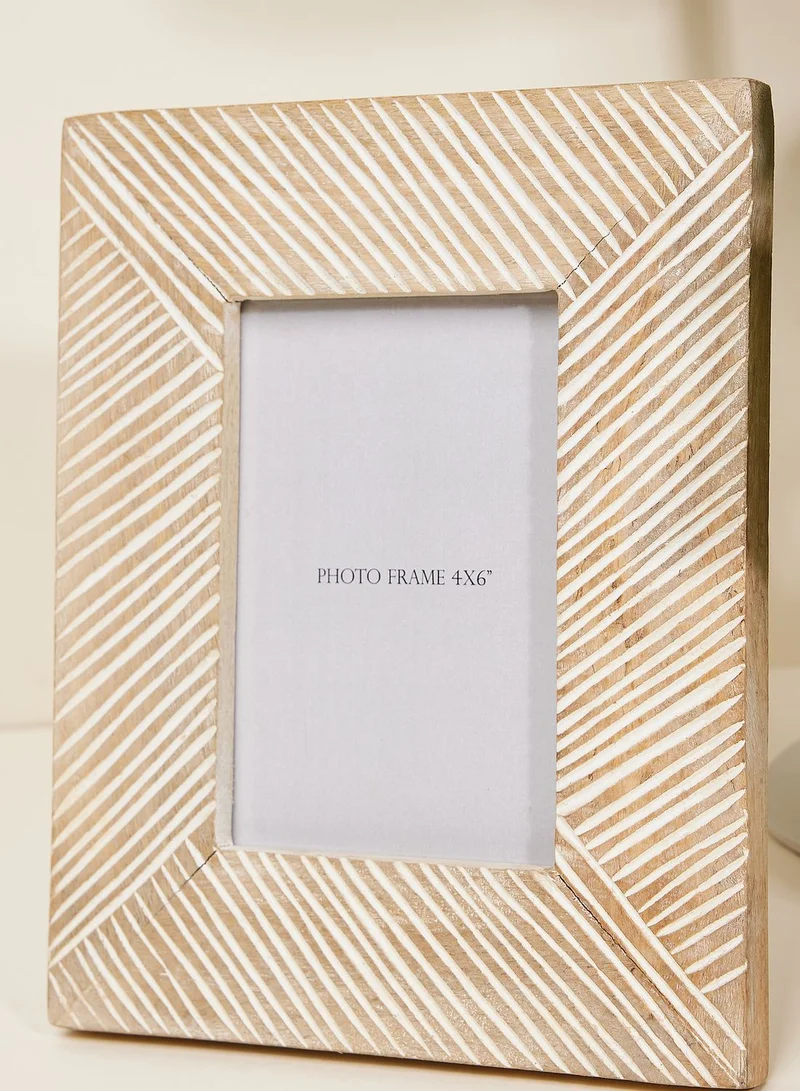 AURORA "4X6"" Photo Frame Mango Wood With Carved Lines"