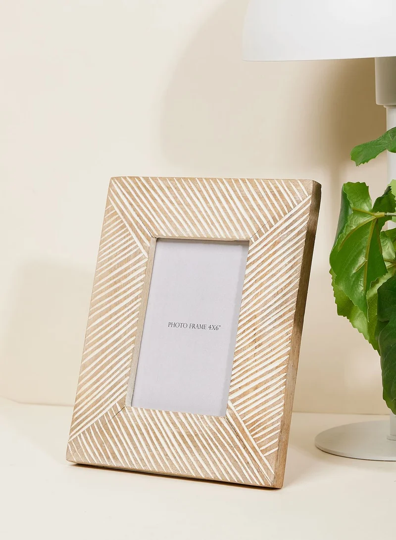 AURORA "4X6"" Photo Frame Mango Wood With Carved Lines"