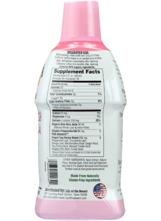 Lily Of the Desert - Lily of the Desert Stomach Formula, Organic Aloe Vera Juice with Slippery Elm, Chamomile, Peppermint, and Ginger for Gut Health, Acid Reflux, Heartburn Relief, 32 Oz - Image 1