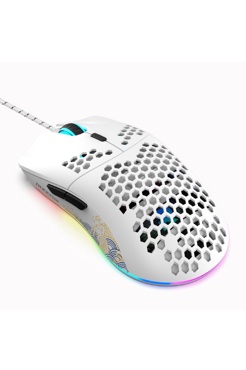 Rock Pow ROCK POW Honeycomb Gaming Mouse Ultralight High-Precision 8000 DPI Optical Sensor 6 Programmable Buttons RGB,Ergonomic Wired RGB Gaming Mice for Mac, Laptop, Computer  - Image 1