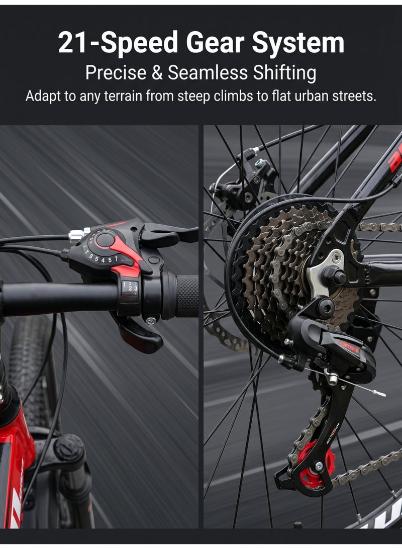 ETG 26 Inch Folding Mountain Bike, 21 Speed Full Suspension Bicycle with Shock Absorber, High-Carbon Steel Frame Foldable Bike for Adults - Image 4