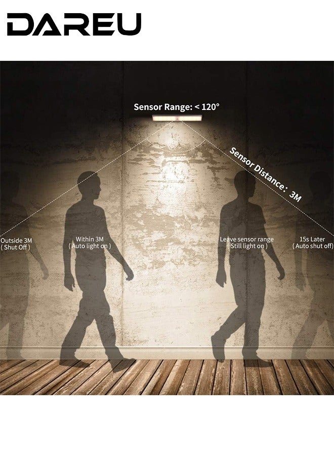 DAREU Motion Sensor Light Bar for Closet, Wardrobe & Room – Wireless LED Night Light, Battery Operated, 10 LEDs, Warm White, 3-Pack, Stick-on Anywhere, Auto On/Off - Image 3