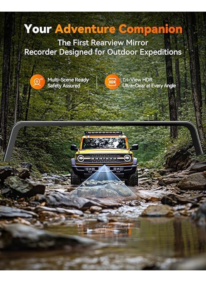 WOLFBOX G900 Tripro Bumper Version 3 Channel 4K Mirror Dash Cam, STARVIS 2 IMX678 Night Vision, 4K+2.5K+1080P Front and Rear Bumper Dash Cam, 5.8GHz WiFi, Voice Control, Includes 256GB Card & GPS - Image 3