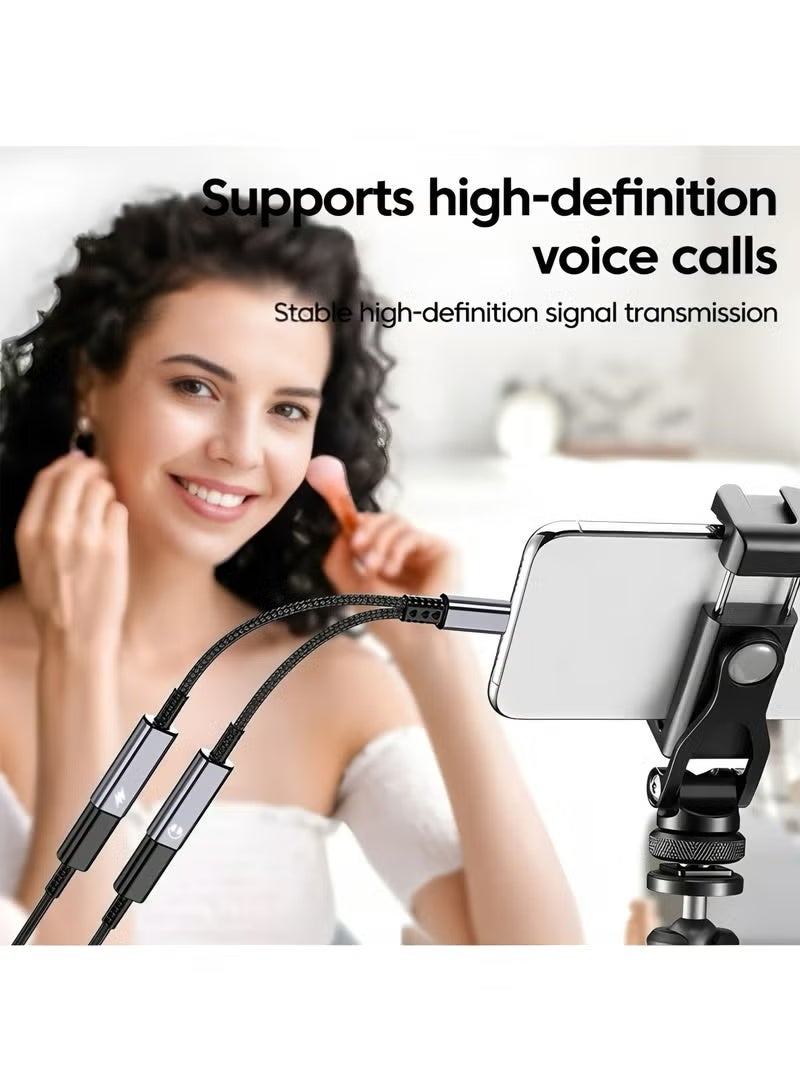 أبلينم موزع USB C، محول شاحن وسماعة رأس مزدوج USB C، كابل دونجل صوتي 2 في 1 من النوع C مع شحن سريع 60 وات، يدعم الموسيقى والمكالمات، لهاتف Iphone 16 15 Pro Max، Galaxy S24 S23 Pixel 9 8 7، Ipad Pro  4.0      4 تقييمات - Image 2