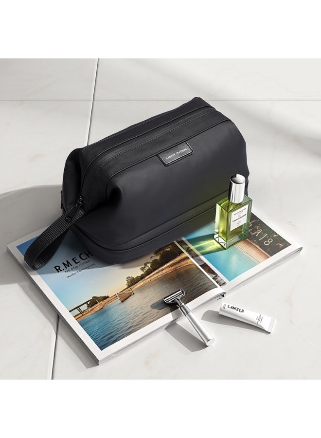 Mark Ryden MR-264 Black Travel Hand Bag – Splash-Proof Oxford Dopp Kit with Dry-Wet Separation, Alloy Bracket, and Organizer Pockets – Lightweight Multipurpose Grooming Case for Men and Women - Image 2
