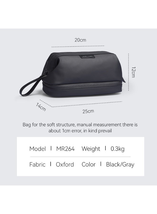 Mark Ryden MR-264 Black Travel Hand Bag – Splash-Proof Oxford Dopp Kit with Dry-Wet Separation, Alloy Bracket, and Organizer Pockets – Lightweight Multipurpose Grooming Case for Men and Women - Image 3