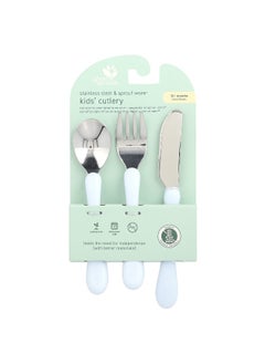 green sprouts Green Sprouts, Stainless Steel & Sprout Ware®, Kid's Cutlery, 12+ Months, Blue, 3 Pieces  - Image 1