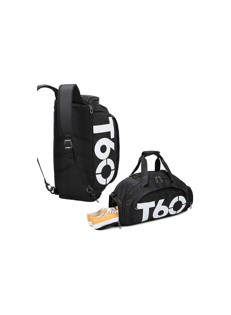 تي 60 شنطة سفر رياضية للرجال والنساء مقاومة للماء قماش عالى الجودة سعة كبيرة متعددة الاستخدامات للرياضة والصالة والرحلات والأنشطة الخارجية ( Code 9306078/1 ) (اسود) - Image 1