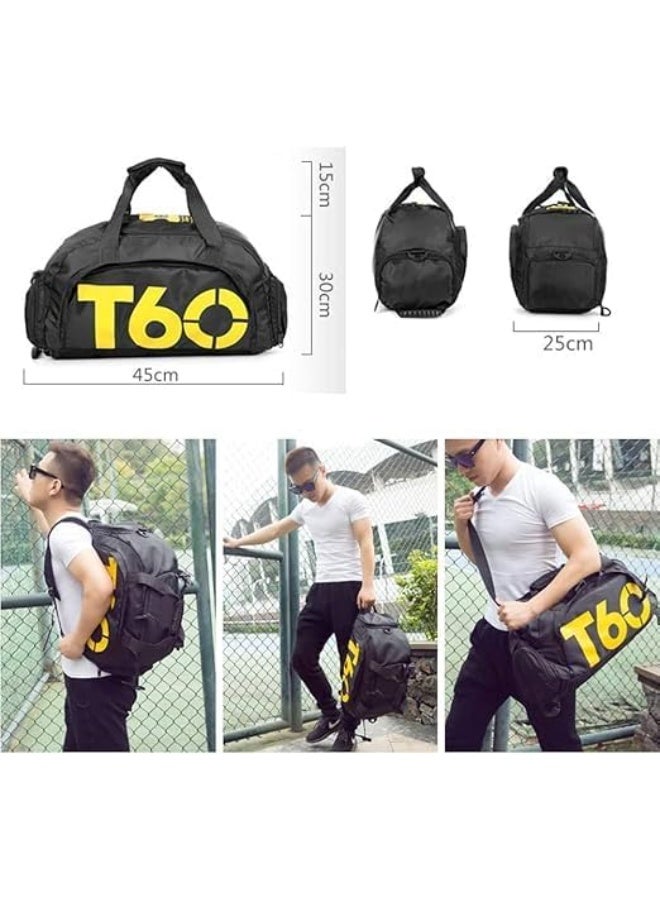 تي 60 شنطة سفر رياضية للرجال والنساء مقاومة للماء قماش عالى الجودة سعة كبيرة متعددة الاستخدامات للرياضة والصالة والرحلات والأنشطة الخارجية ( Code 9306078/1 ) (اسود) - Image 2