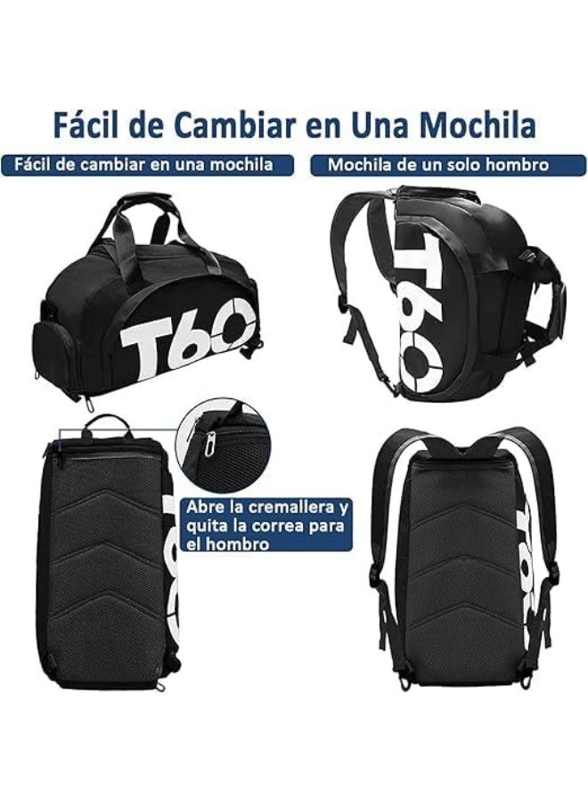تي 60 شنطة سفر رياضية للرجال والنساء مقاومة للماء قماش عالى الجودة سعة كبيرة متعددة الاستخدامات للرياضة والصالة والرحلات والأنشطة الخارجية ( Code 9306078/1 ) (اسود) - Image 3