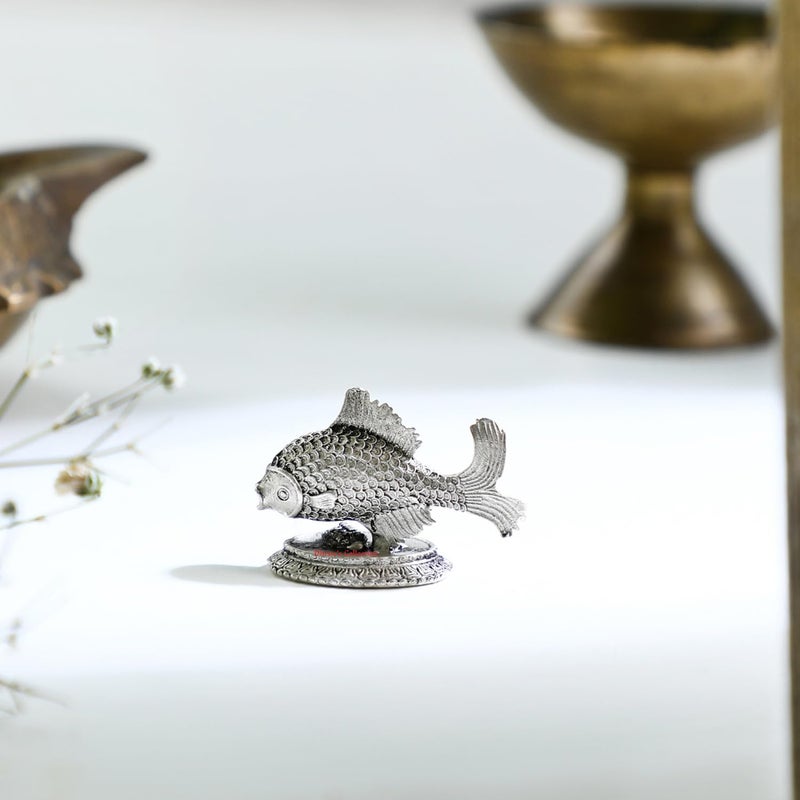DHRUVS COLLECTION 925 Oxidized Silver Fish Chandi ki Machli for Astrological Lal Kitab Remedies Vastu Pooja Housewarming Home Decor and Gifting Purposes Small 46 Grams - Image 3