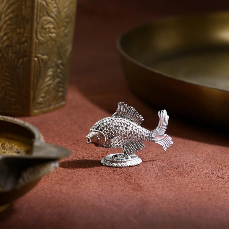 DHRUVS COLLECTION 925 Oxidized Silver Fish Chandi ki Machli for Astrological Lal Kitab Remedies Vastu Pooja Housewarming Home Decor and Gifting Purposes Small 46 Grams - Image 4