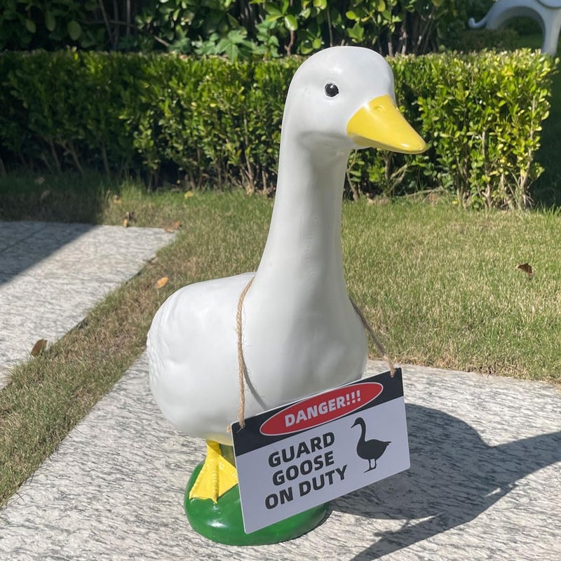 ZANOLY Goose Outfit,Porch Goose Outfits,Lawn Goose Statue Costume for 17"/23" Cement Plastic Goose Duck Decorations,with a Danger Warning Sign(Danger Sign) - Image 5