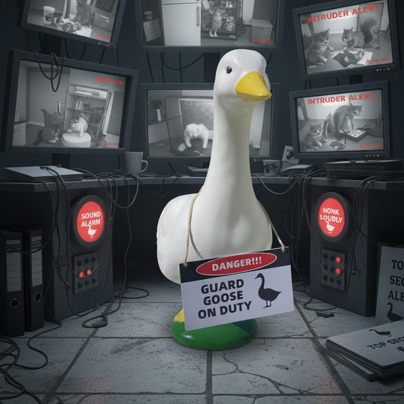 ZANOLY Goose Outfit,Porch Goose Outfits,Lawn Goose Statue Costume for 17"/23" Cement Plastic Goose Duck Decorations,with a Danger Warning Sign(Danger Sign) - Image 4