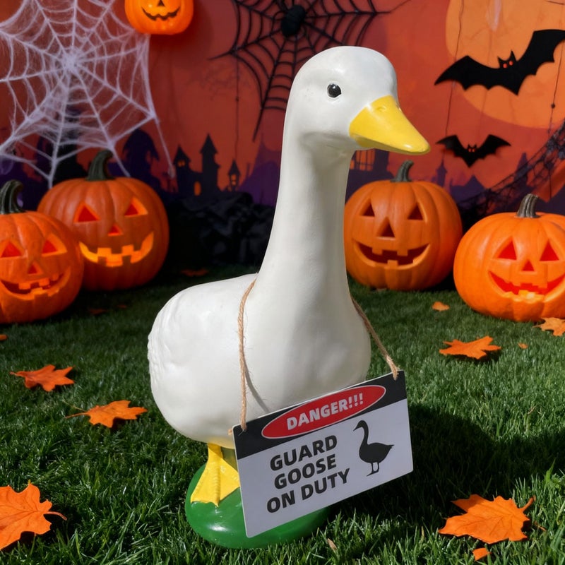 ZANOLY Goose Outfit,Porch Goose Outfits,Lawn Goose Statue Costume for 17"/23" Cement Plastic Goose Duck Decorations,with a Danger Warning Sign(Danger Sign) - Image 3