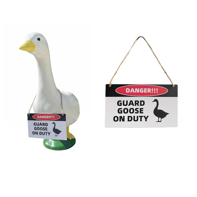 ZANOLY Goose Outfit,Porch Goose Outfits,Lawn Goose Statue Costume for 17"/23" Cement Plastic Goose Duck Decorations,with a Danger Warning Sign(Danger Sign) - Image 1