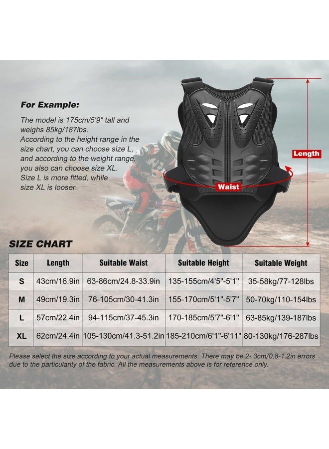 Pellor Cycling Skiing Riding Skateboarding Chest Back Spine Protector Vest Anti-fall Gear Motorcycle Jacket Motocross Body Guard Vest (Black, M: For heightï¼š1.55-1.7m/5.1-5.6ft) - Image 2