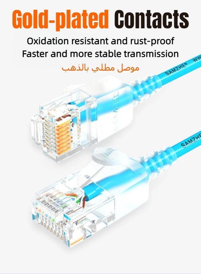 SAMZHE كابل إيثرنت فائق النحافة من نوع Cat6A بطول 5 أمتار، بسرعة 10 جيجابت في الثانية و500 ميجاهرتز، مصنوع من النحاس النقي، اجتاز اختبار فلوك، تصميم مرن ونحيف بسمك 2.8 مم، موصل RJ45 مطلي بالذهب مع غطاء واقٍ، كابل شبكة مضاد للتداخل لأجهزة الراوتر والمودم والكمبيوتر الشخصي وPS5 وXbox (أسود) - Image 3