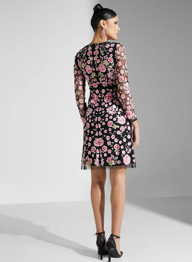 Frock and Frill Floral Embroidered Dress