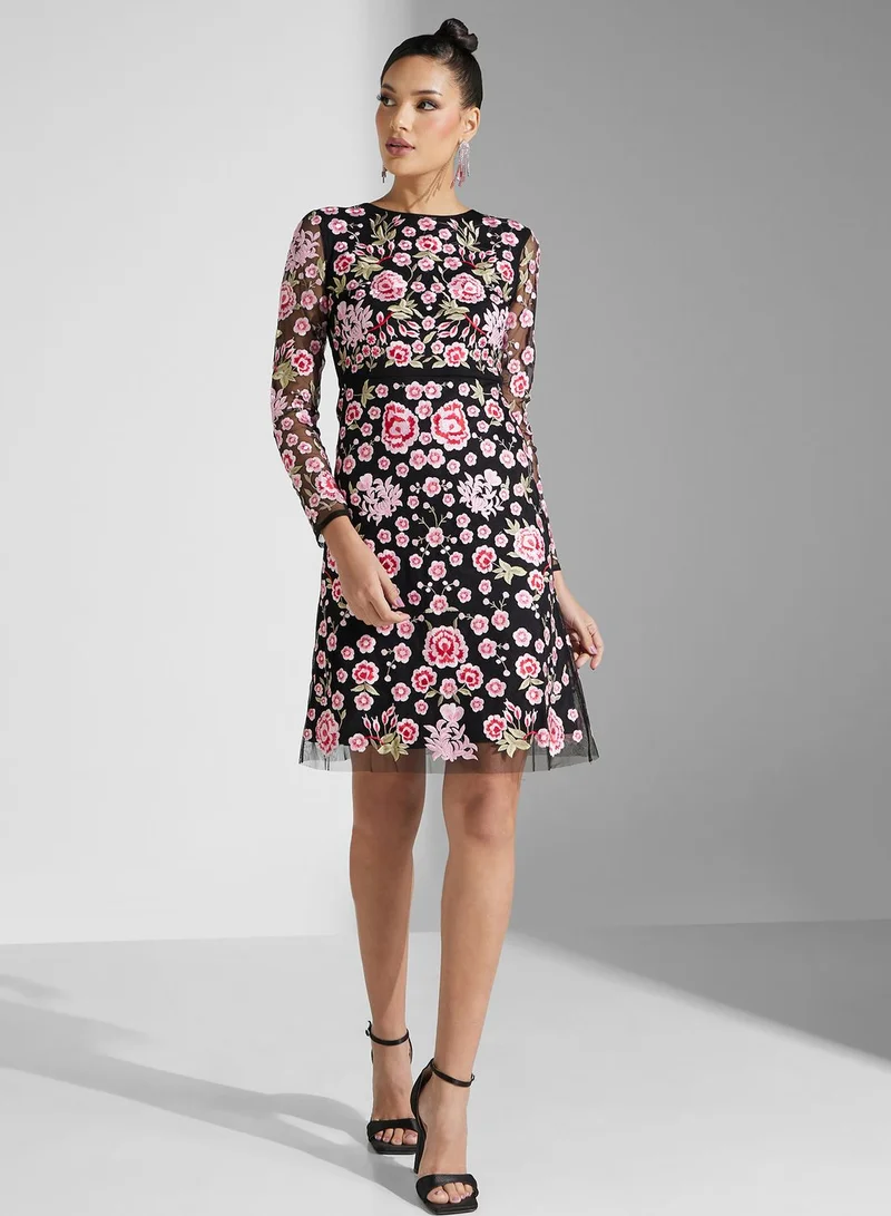 Frock and Frill Floral Embroidered Dress