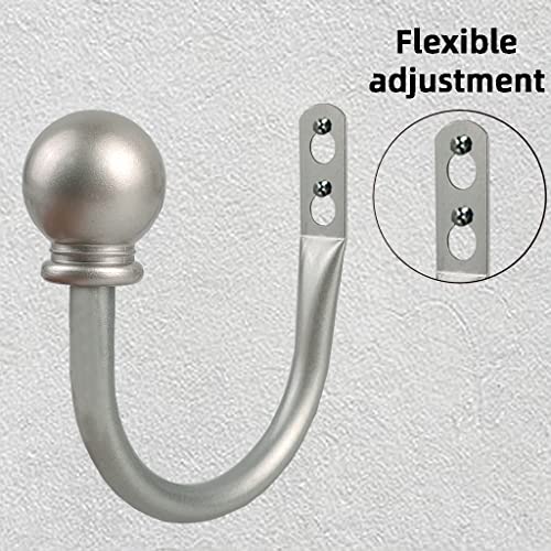 Kowibcl Curtain Holdbacks, Curtain Hooks for Drapes with Screws Wall Mounted, Decorative Drapery Holdbacks for Bedroom Livingroom Office, Satin Nickel Ball Finials Curtain Tiebacks (2pcs) - Image 5