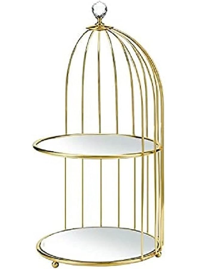 Organizer, Cosmetic Rack Bird Cage Desktop Makeup Organizer Rack ,Cosmetic Storage Basket with Removable Glass Tray, Tabletop Organizer , Countertop, Bathroom and More (2 Tier Bird Cage)  - Image 1