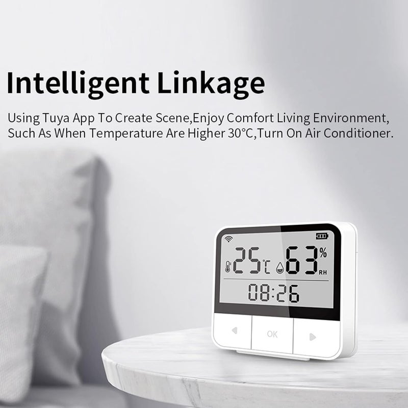 woobles Temperature Humidity Sensor Wifi Connection Intelligent Indoor Thermometer Hygrometer Gauge Mini Suitable for Greenhouse Garden Closet Bathroom Bedroom - Image 2
