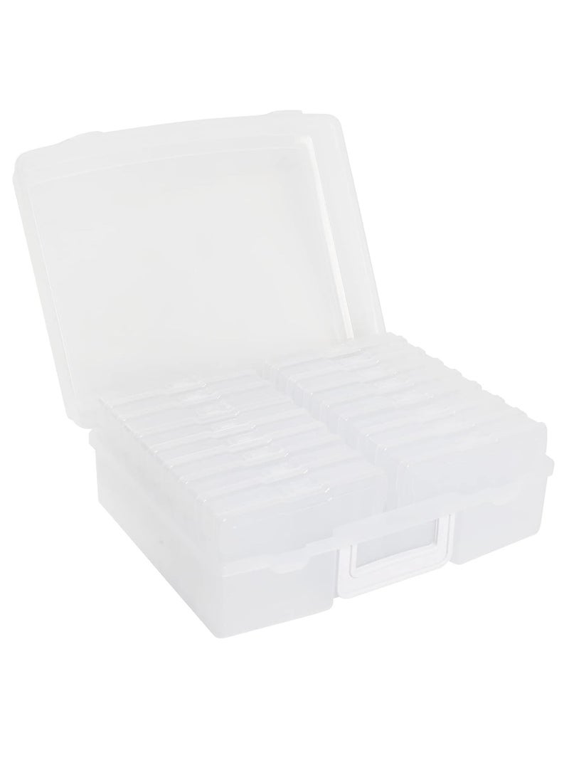 Novelinks novelinks Transparent 4" x 6" Photo Cases and Clear Craft Keeper with Handle - 16 Inner Cases Plastic Storage Container Box (Clear)  - Image 1