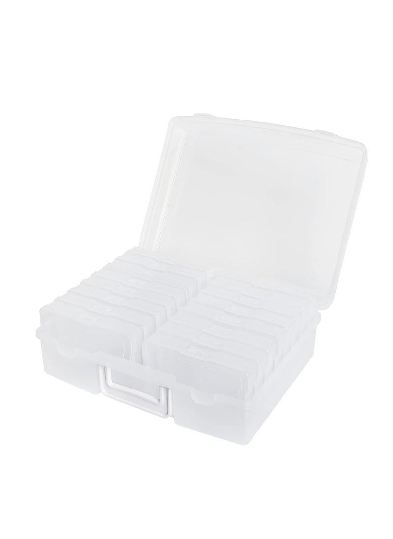 Novelinks novelinks Transparent 4" x 6" Photo Cases and Clear Craft Keeper with Handle - 16 Inner Cases Plastic Storage Container Box (Clear)  - Image 2