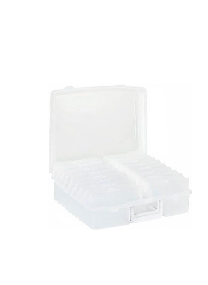 Novelinks novelinks Transparent 4" x 6" Photo Cases and Clear Craft Keeper with Handle - 16 Inner Cases Plastic Storage Container Box (Clear)  - Image 3