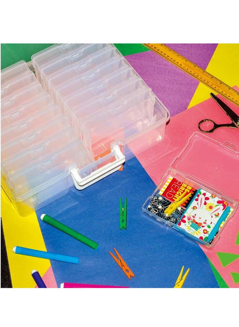 Novelinks novelinks Transparent 4" x 6" Photo Cases and Clear Craft Keeper with Handle - 16 Inner Cases Plastic Storage Container Box (Clear)  - Image 4