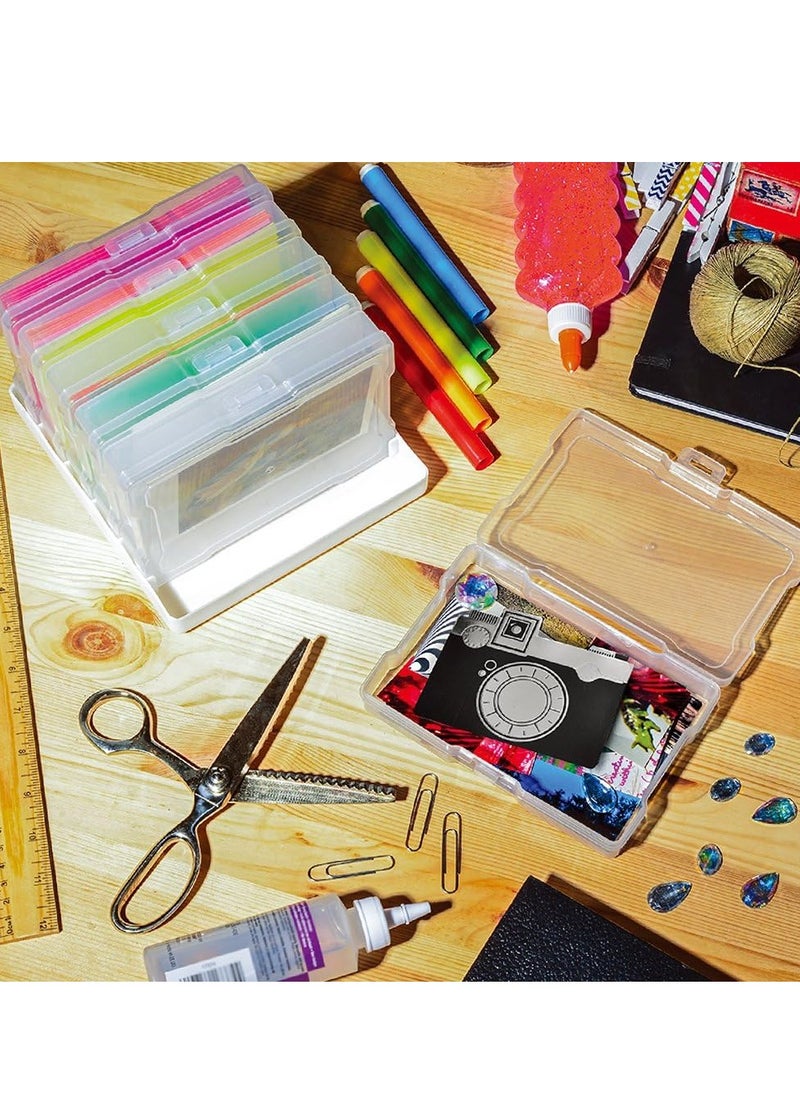 Novelinks novelinks Transparent 4" x 6" Photo Cases and Clear Craft Keeper with Handle - 16 Inner Cases Plastic Storage Container Box (Clear)  - Image 5