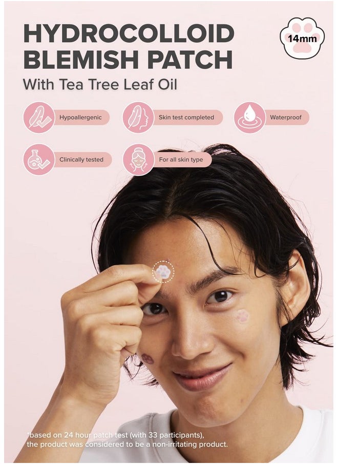 أي ديو كير رقعة حب الشباب الغروانية المائية - Timeout Blemish Happy Paws | رقعة حب الشباب الكورية اللطيفة | رقعة حب الشباب للوجه والبشرة، 36 قطعة (14 مم)، ملصقات للوجه، تمتص بزيت أوراق شجرة الشاي  - Image 2