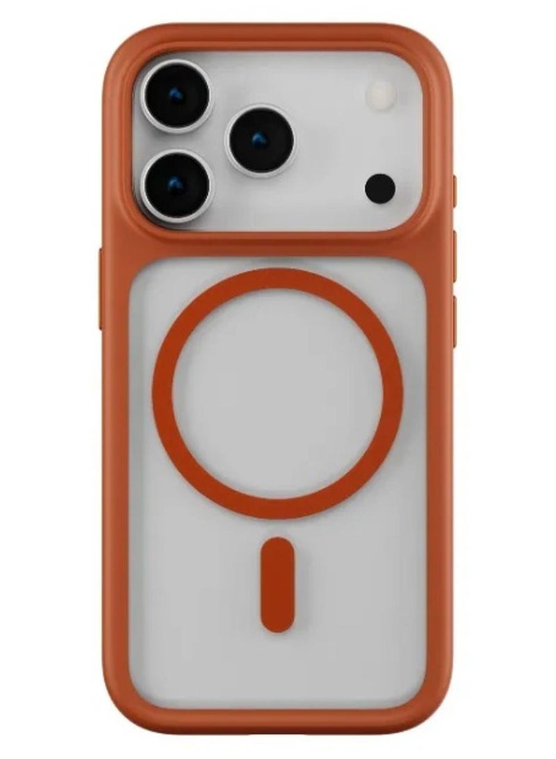 ليفيلو جراب سولو مات ماج سيف لهاتف آيفون 17 برو ماكس / 5 أقدام | مقاوم للسقوط من ارتفاع 1.5 متر / متوافق مع ماج سيف / مغناطيس قوي / غطاء خلفي - برتقالي - Image 1