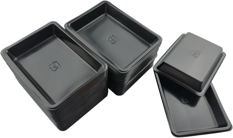 LoveDeal 100 Pack Rectangle Plastic Soy Sauce Dishes Disposable Sauce Dish for Dipping Hot Sushi Plates Sauce Serving Dish Set Seasoning Appetizer Plates for BBQ Salad  Black - Image 3