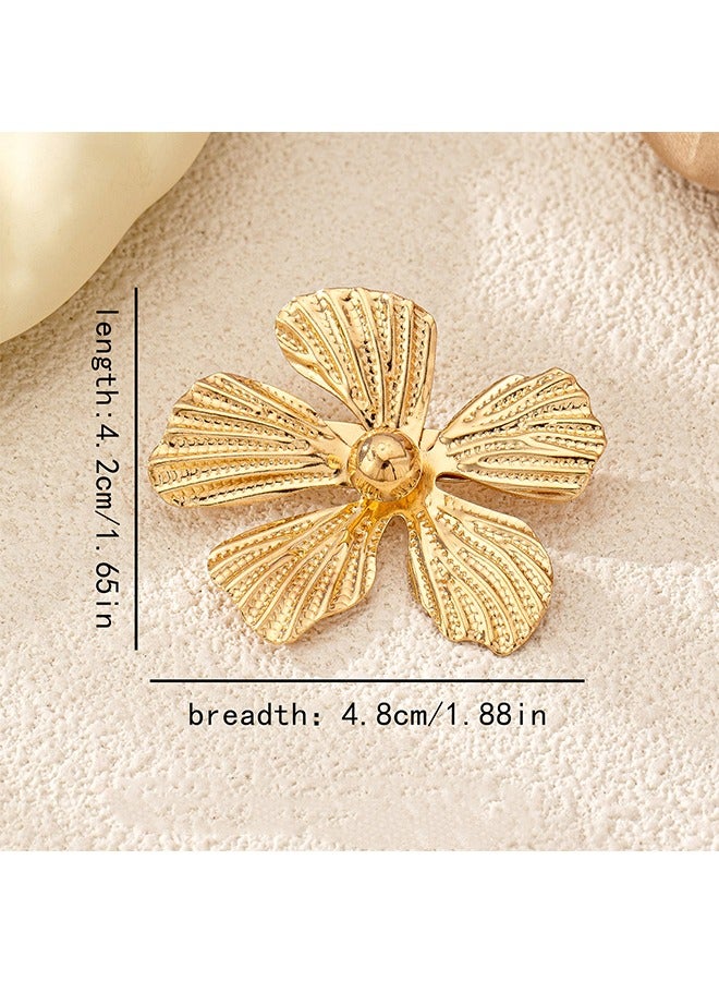 Beyond Flower Brooche, Anti Rust and Anti Fading Alloy Brooch Pins, Corsage Scarf Clip Women Girls (Gold) - Image 2