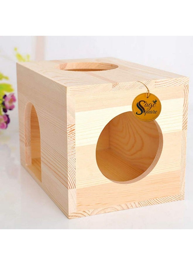 Sage Square Sage Square Wood HideHouse Hut Hammock Sleeping Cabin Cage Accessory Toy for Hamsters, Hedgehog, SugarGlider, Birds, Rabbit, Small Guinea Pig  - Image 4