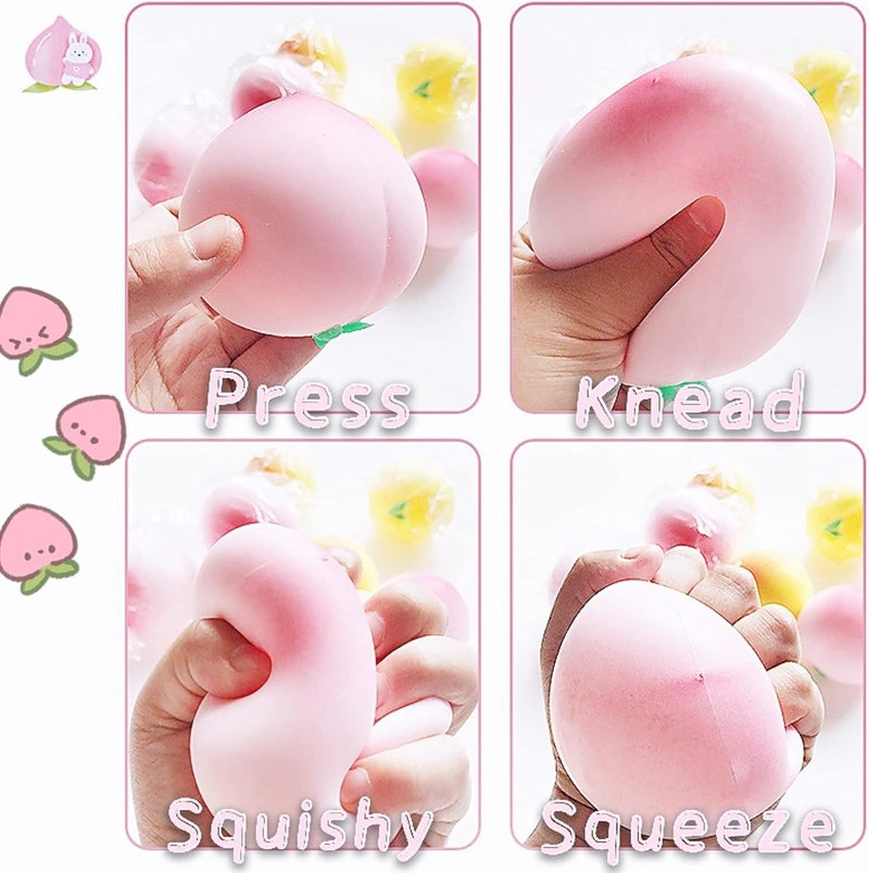 Kawaite Squishy Stress Balls Peach Squeeze Ball 1 Pack, Stretchy Dough Ball Peach Squeeze Fidget Toys, Fruit Stress Ball Squishy Toys for Kids ＆ Adults, Ideal for Autism/ADHD/Teens Anxiety - Image 4