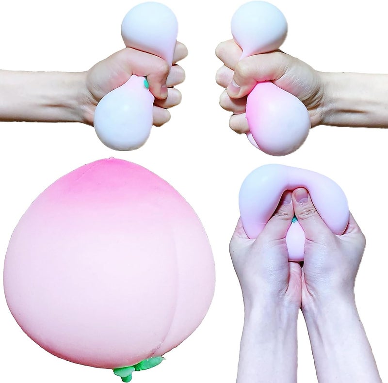 Kawaite Squishy Stress Balls Peach Squeeze Ball 1 Pack, Stretchy Dough Ball Peach Squeeze Fidget Toys, Fruit Stress Ball Squishy Toys for Kids ＆ Adults, Ideal for Autism/ADHD/Teens Anxiety - Image 1