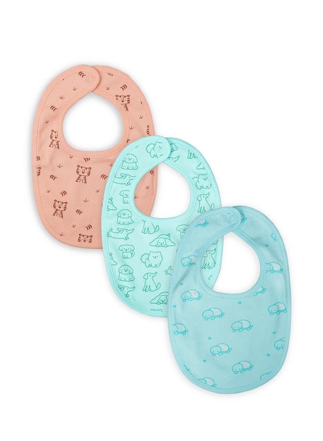 Kidbea Organic Cotton Baby Bib, Adjustable Snap Closure Soft Absorbent Feeding Bibs Apron for Newborns & Infants Child With Cute Prints | Reusable Baby Essential (Pack of 3) - Image 1