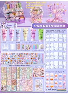 Guka Full Set Cream Gum Guka Toy Handmade Diy Children Guta Guka Set Box Cool Capka Cuka Stickers-Color:[Buy A Box And Send A Bucket + Display Stand] 678-piece Set Of Cream Glue Goo Cards (send Three-dimensional Stickers +100 Hand Account Stickers)