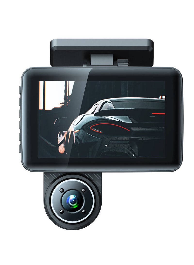 3 Cameras Dash Cam 4in Clear Car Rearview Mirror Car Video Recording Camcorder Wide Angle Car Camera Recorder Auto Safety Driving Recorder - Image 1